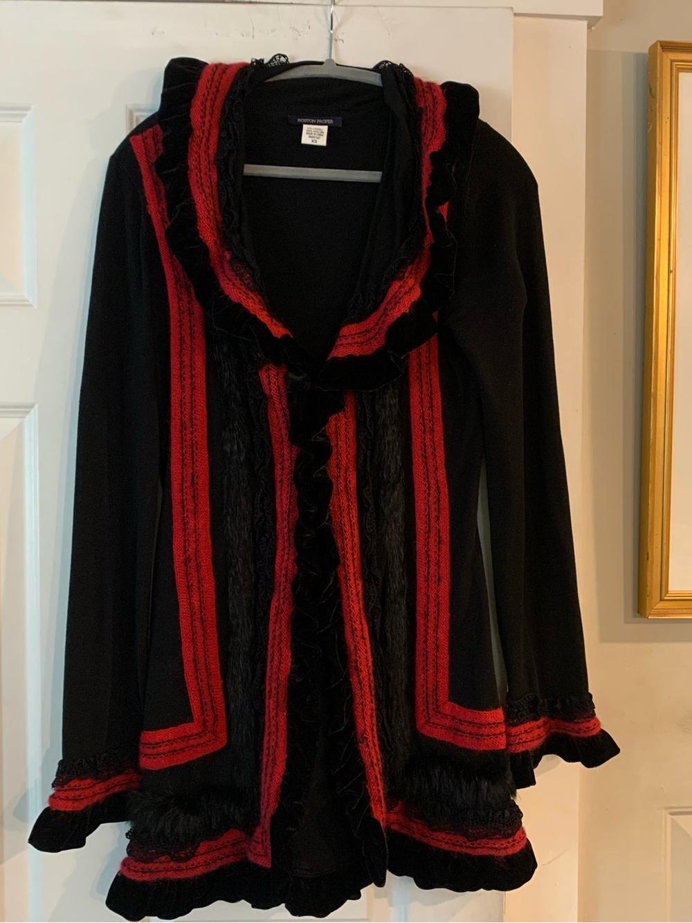 Boston Proper Rabbit, Velvet and Lace Cardigan XS